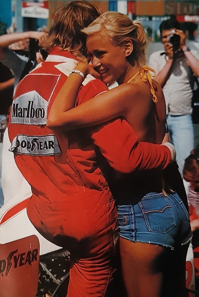 James Hunt hugs a girl.