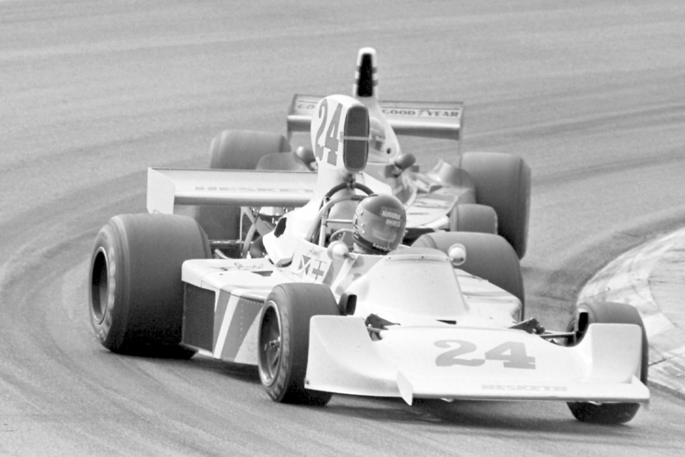 James Hunt, Hesketh, followed by Niki Lauda in a Ferrari.