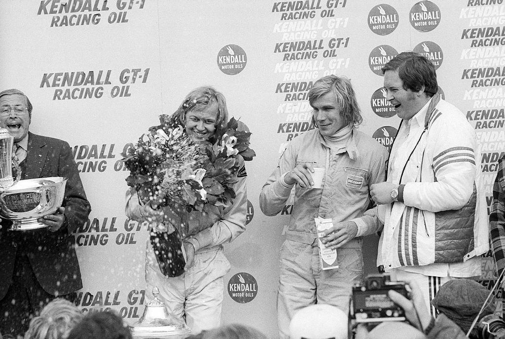 Ronnie Peterson, James Hunt and lord Hesketh.