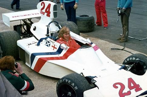 James Hunt, Hesketh, at the 1975 British Grand Prix.
