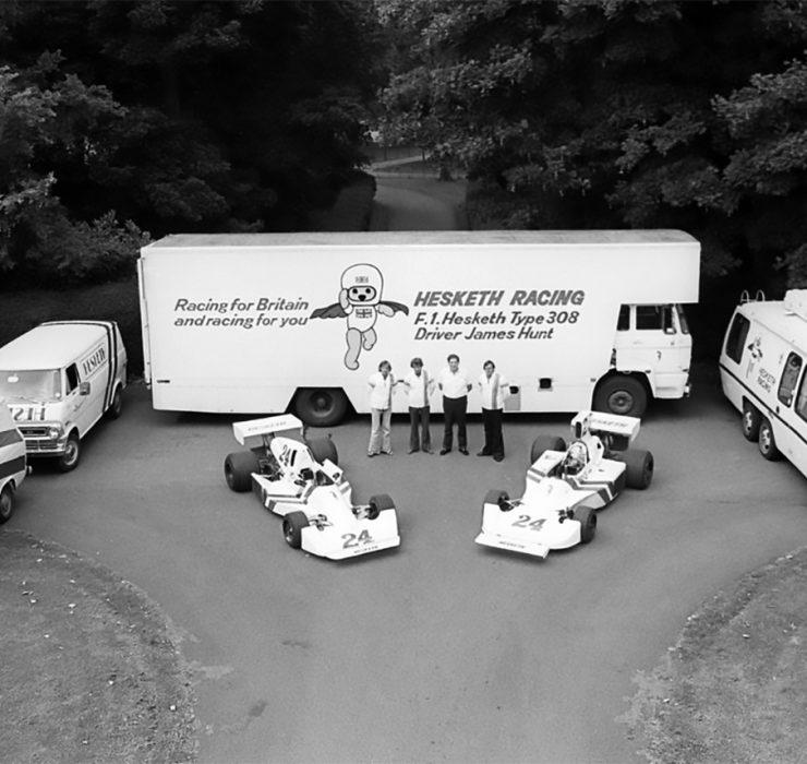 The Hesketh Team and support vehicles photographed at Easton Neston.