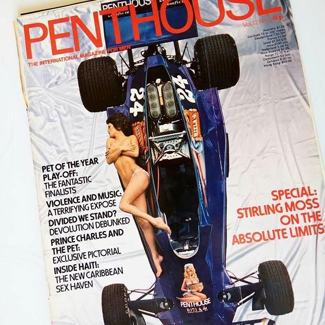 An Hesketh car and a naked girl on Penthouse magazine.