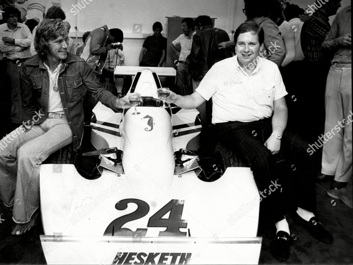 Lord Hesketh with James Hunt and the new Hesketh racing car.