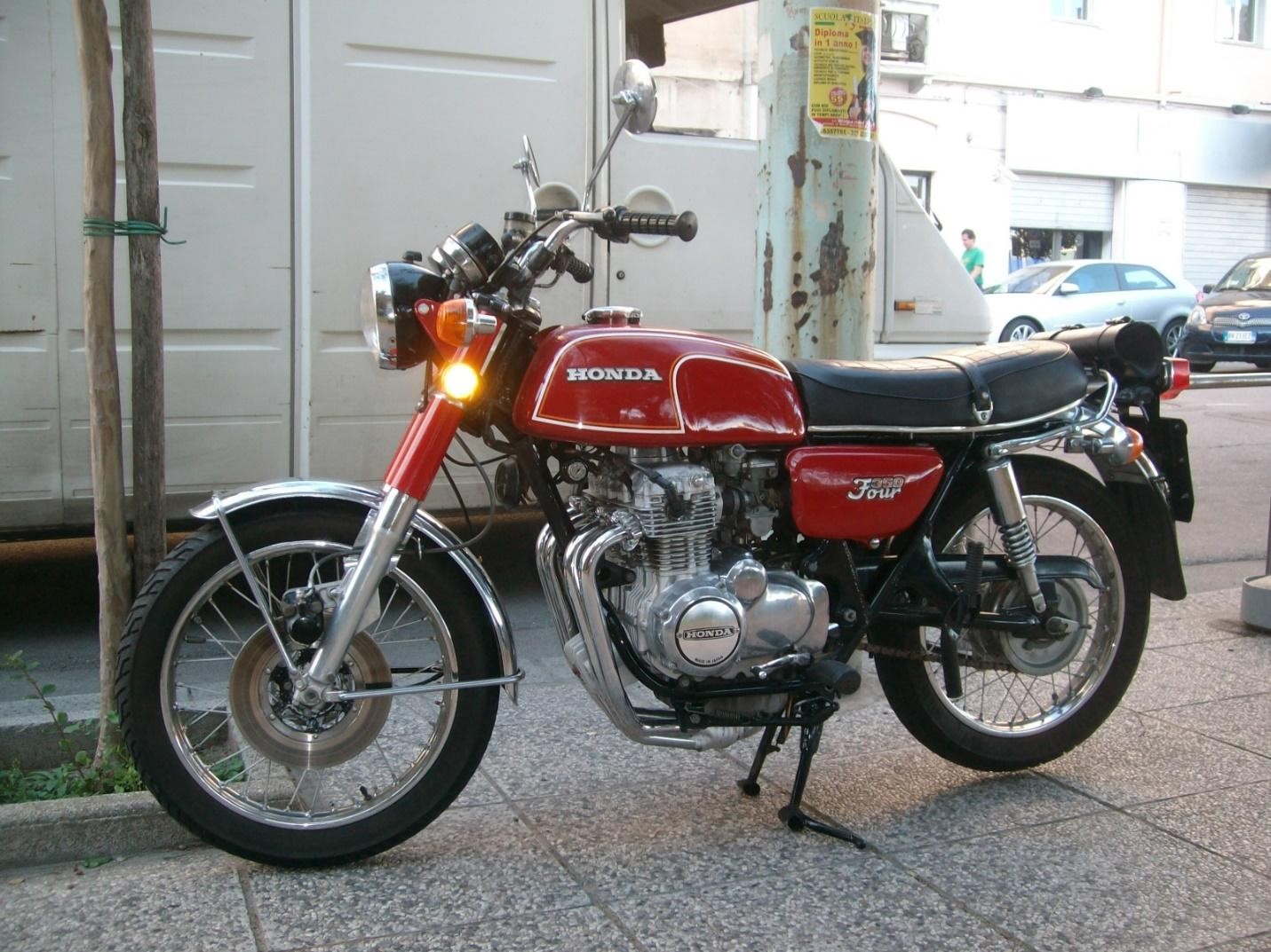 1973 Honda CB350 Four motorcycle.
