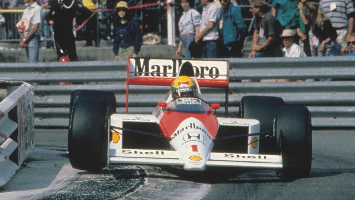 Ayrton Senna, McLaren, in action.