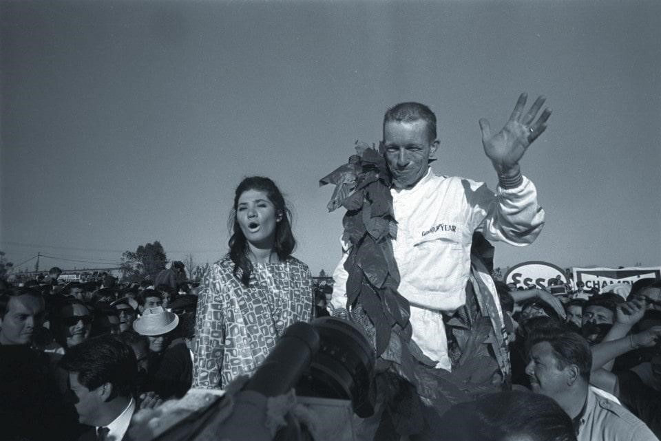 Rochie Ginther gives Honda its first F1 victory with the RA272 at the 1965 Mexican GP.