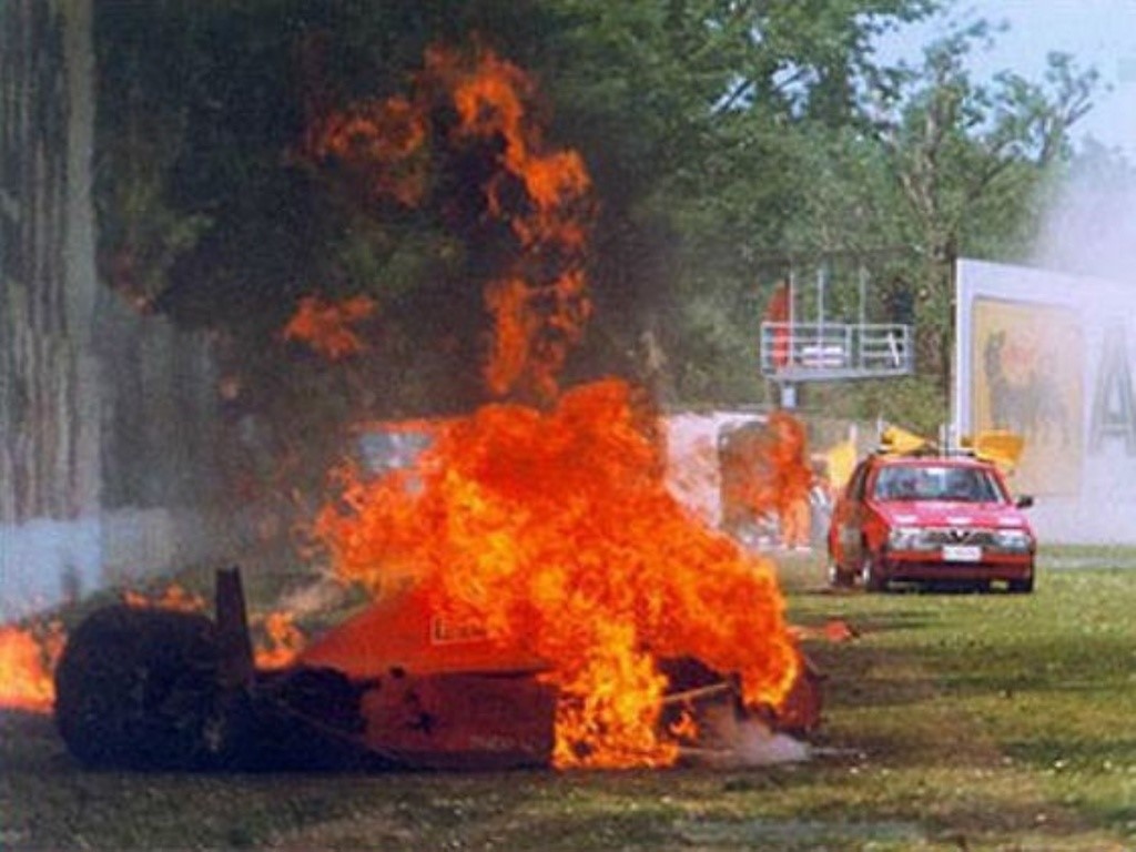 Gerhard Berger, Ferrari, Tamburello crash in 1989.