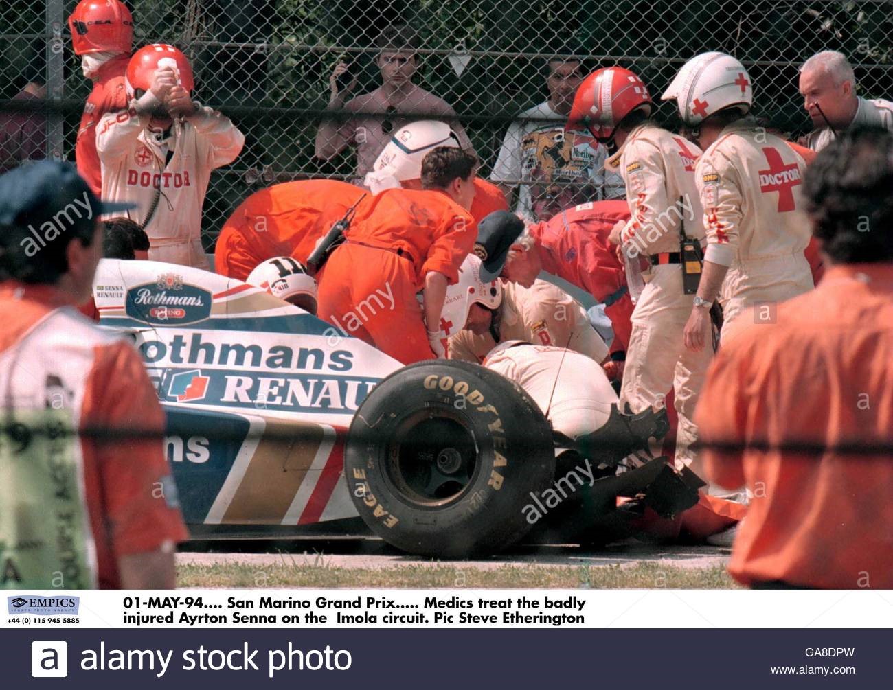 Ayrton Senna's Williams after the fatal accident at Imola.