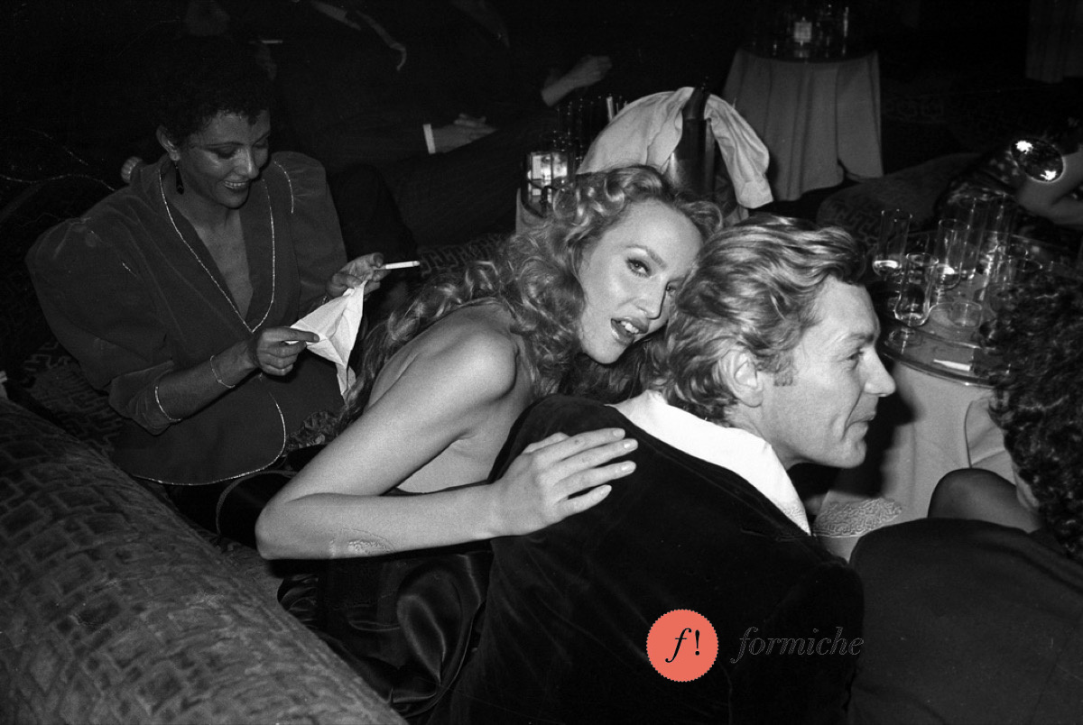 Jerry Hall and Helmut Berger in 1979.