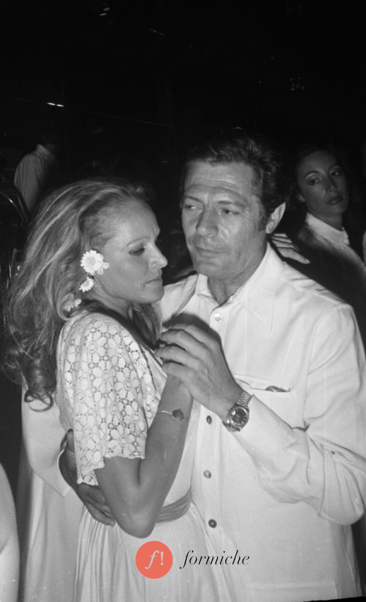 Ursula Andress and Marcello Mastroianni in 1974.