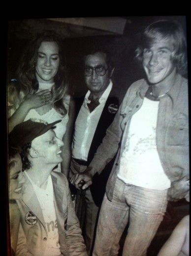 Niki Lauda and James Hunt at Jackie O’ in 1977.