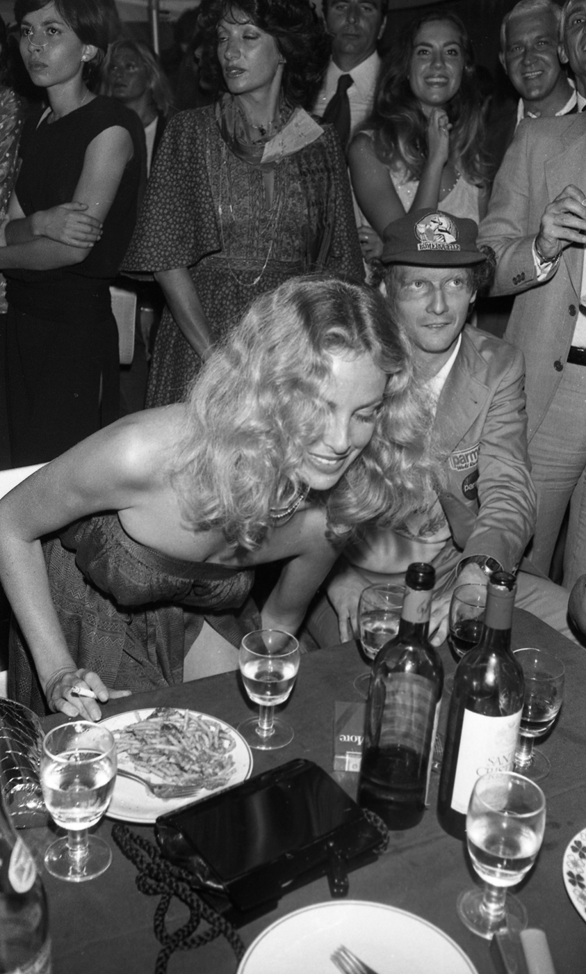 Sydne Rome with Niki Lauda at Parmalat party at Jackie O’ in 1977.