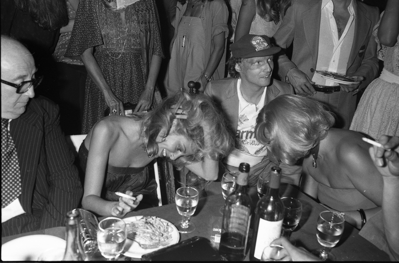 Sydne Rome with Niki Lauda at Parmalat party at Jackie O’ in 1977.