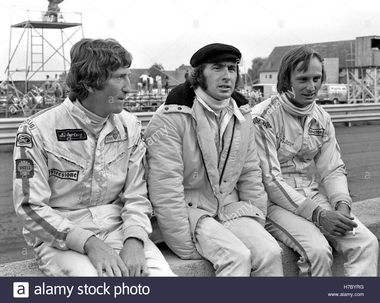 1970. Chris Amon, Jackie Stewart and Jochen Rindt.
