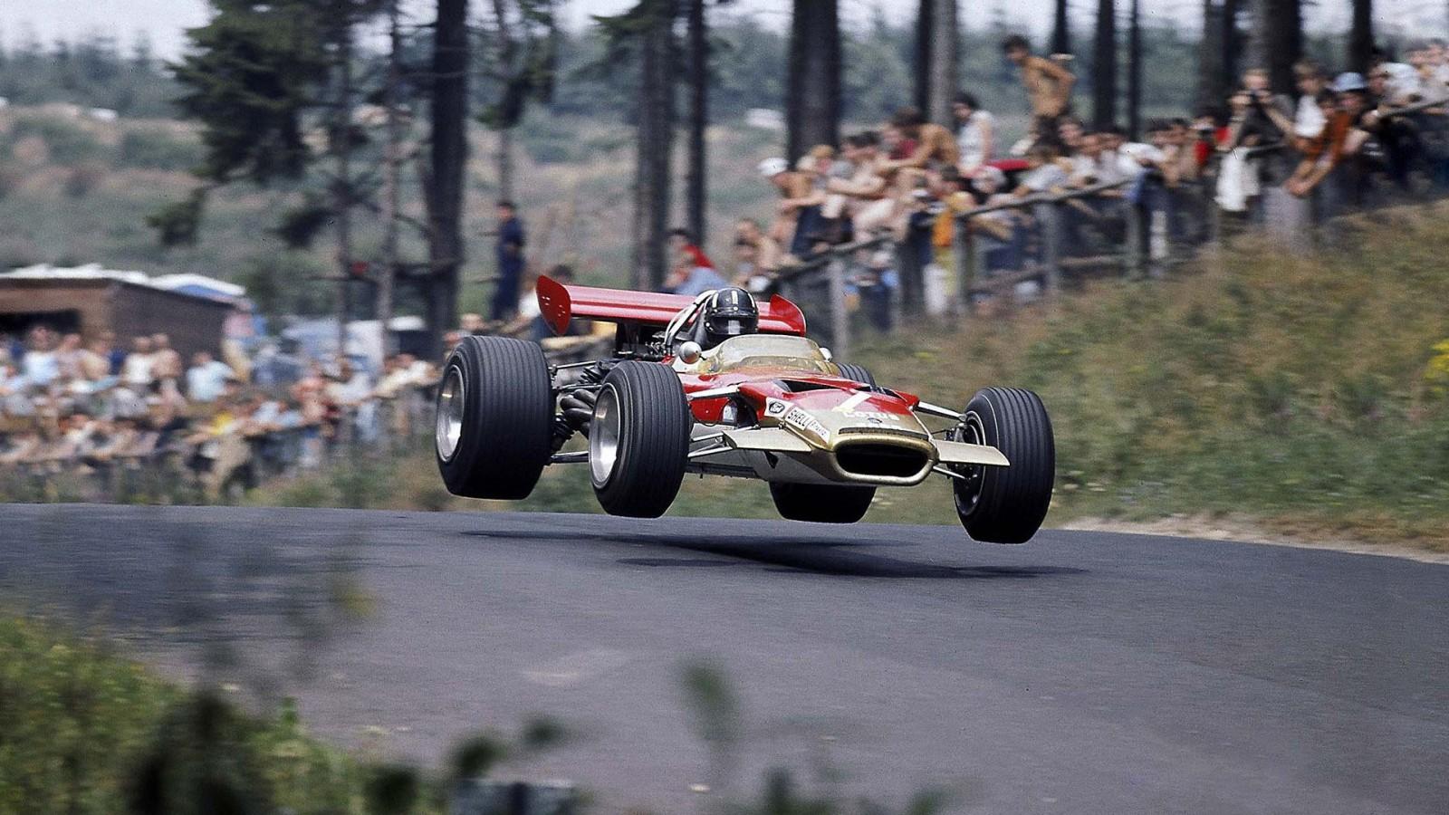 Graham Hill driving the Lotus 49 in 1969.