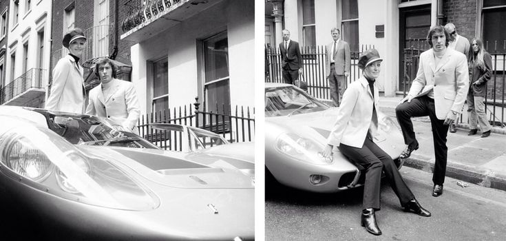 Jackie Stewart with a model.
