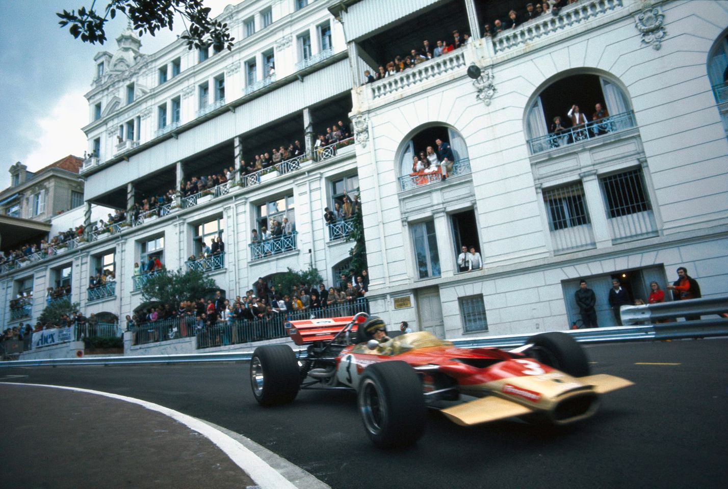 Jochen Rindt in the Lotus 49 on his way to win the Monaco GP on 10 May 1970.