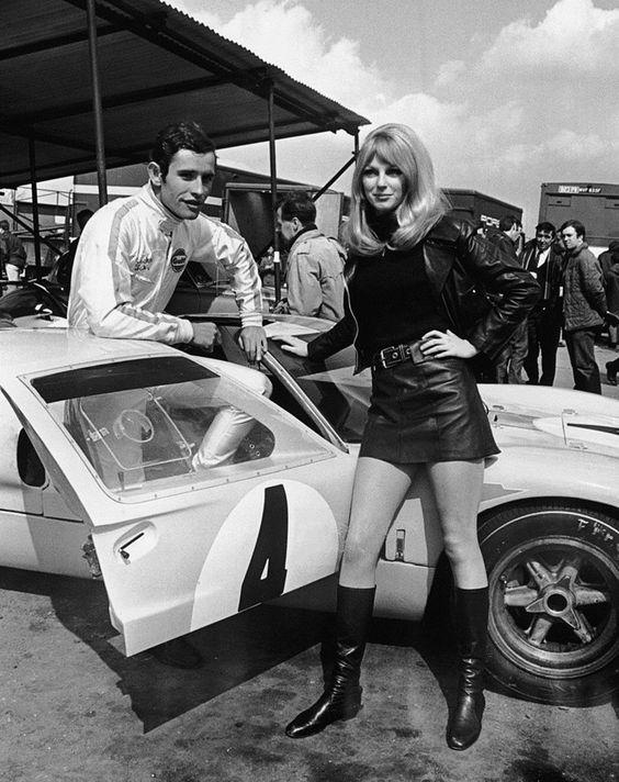 Jacky Ickx at Brands Hatch with his Ford GT40 and girlfriend Peta Selcombe during practice sessions for the B.O.A.C. International 500 race, 5th April 1968.