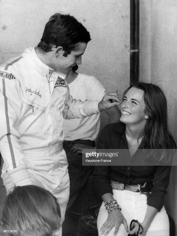 Jacky Ickx and his wife Catherine on the Monza circuit in Italy.