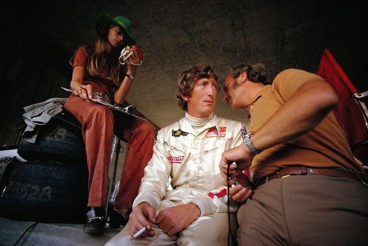 Nina and Jochen Rindt with Colin Chapman.