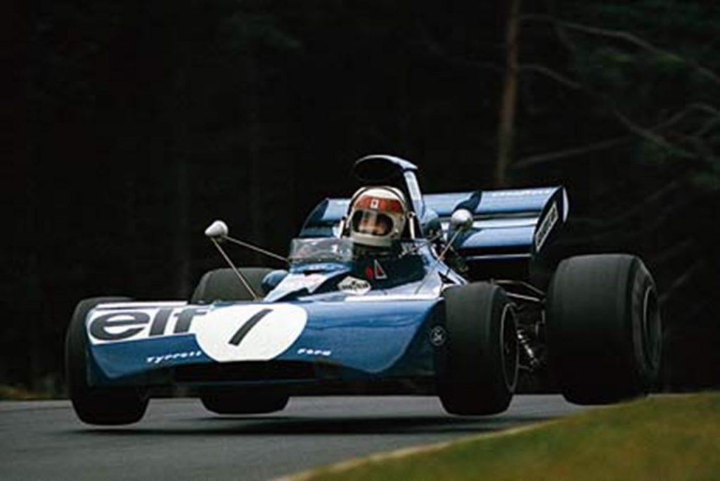 Jackie Stewart racing in a Tyrrell.