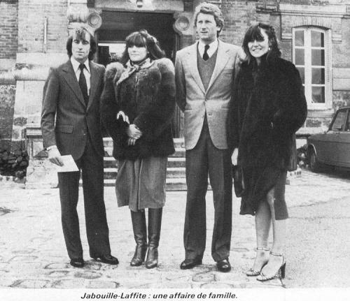 Jacques Laffite with his wife Bernadette and Jean-Pierre Jabouille with his wife Genevieve. Bernadette and Genevieve are sisters.