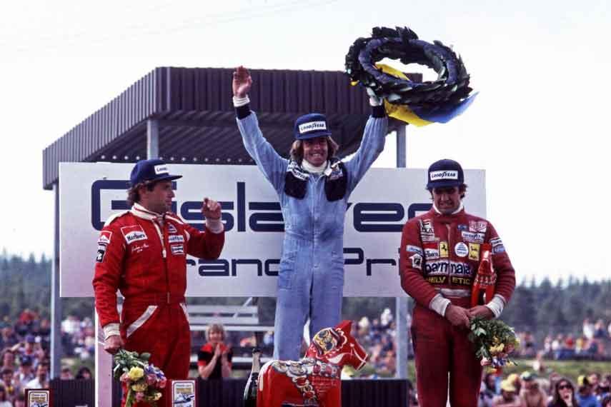 Jacques Laffite on the podium.