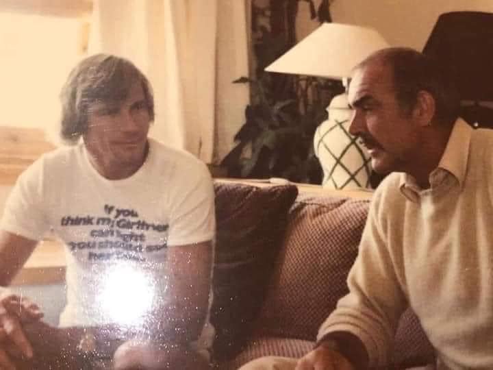James Hunt and Sean Connery at Marbella, Spain, in 1979.