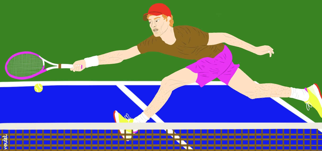 Jannik Sinner reproduced in a drawing.