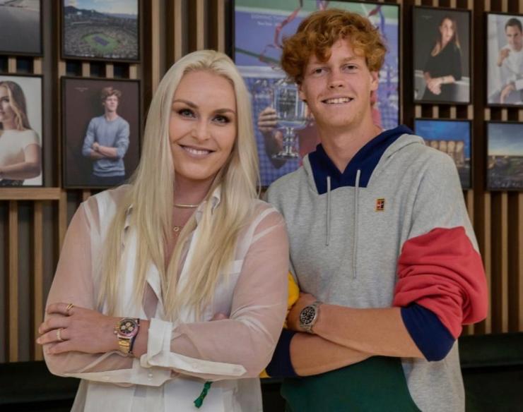 Jannik Sinner with Lindsey Vonn.