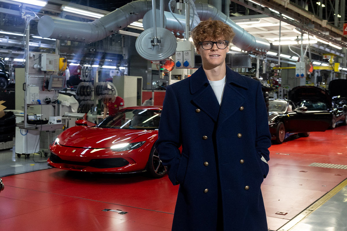 Jannik Sinner at the Ferrari factory.