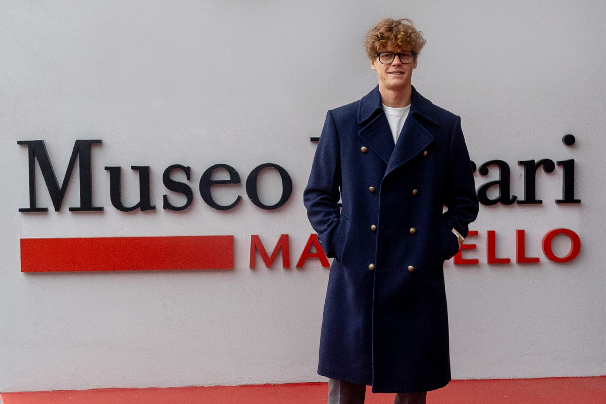 Jannik Sinner at the Ferrari museum in Maranello.