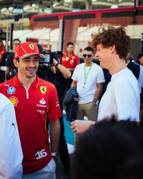 Jannik Sinner with Charles Leclerc at Abu Dhabi in 2024.
