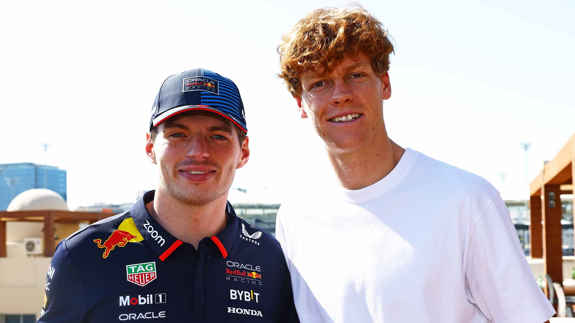 Jannik Sinner with Max Verstappen at Abu Dhabi in 2024.