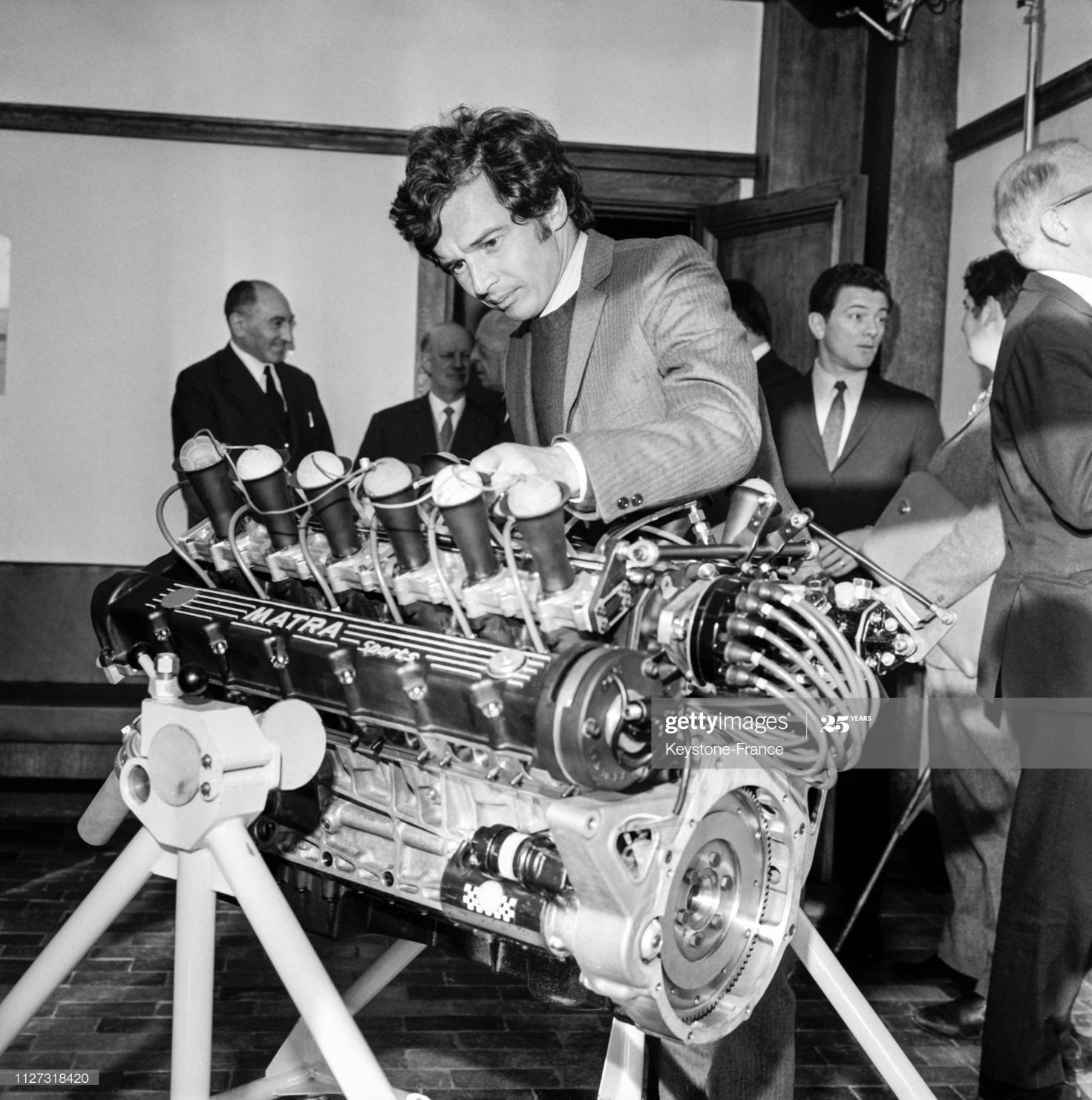 Jean Pierre Beltoise with a Matra engine.