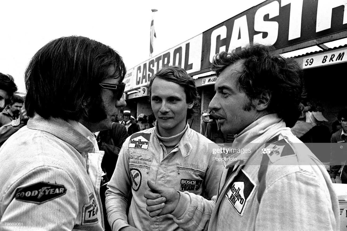 Jean Pierre Beltoise with Emerson Fittipaldi and Niky Lauda.