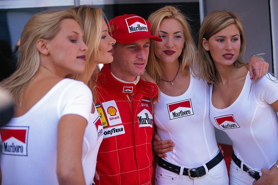 Eddie Irvine with four girls.