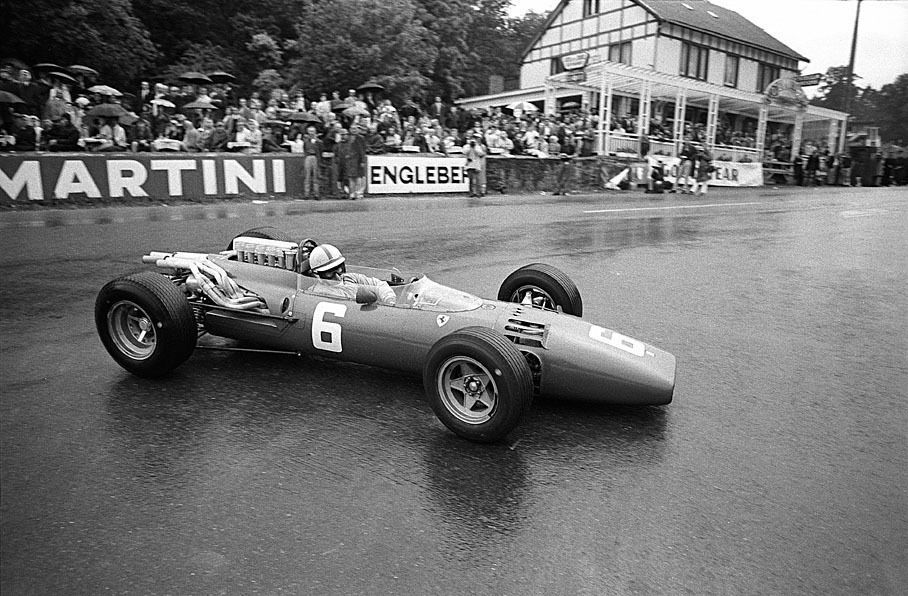 John Surtees driving a Ferrari.