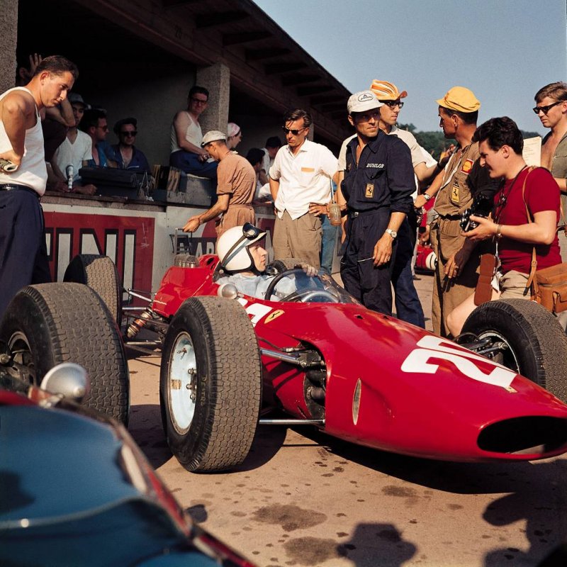 John Surtees in a Ferrari.