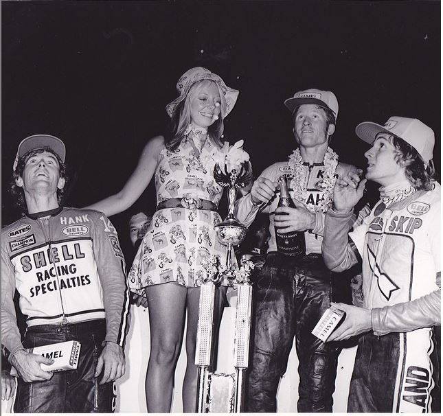 Kenny, Skip and Hank look to the sky, while Lynn is focused on the Carton of Camels. The picture should be taken in 1978 or 1979 in Indianapolis.