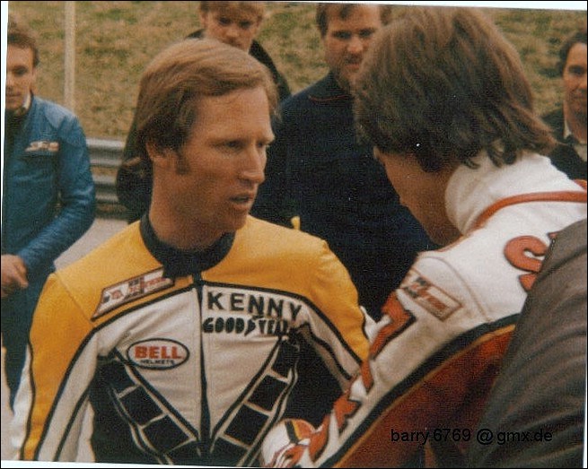 Kenny Roberts with Barry Sheene at Salzburgring in April 1979.