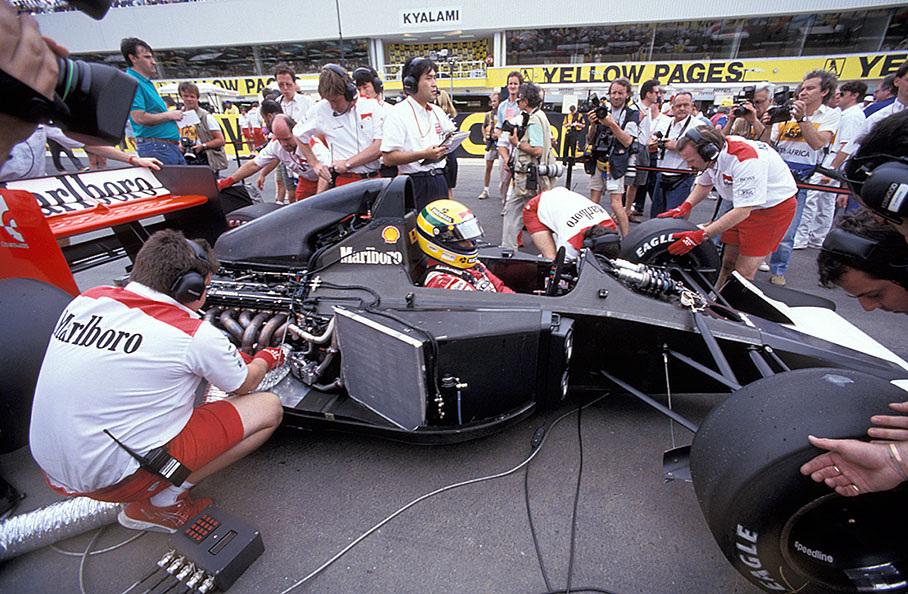 Ayrton Senna in 1992 at Kyalami. 