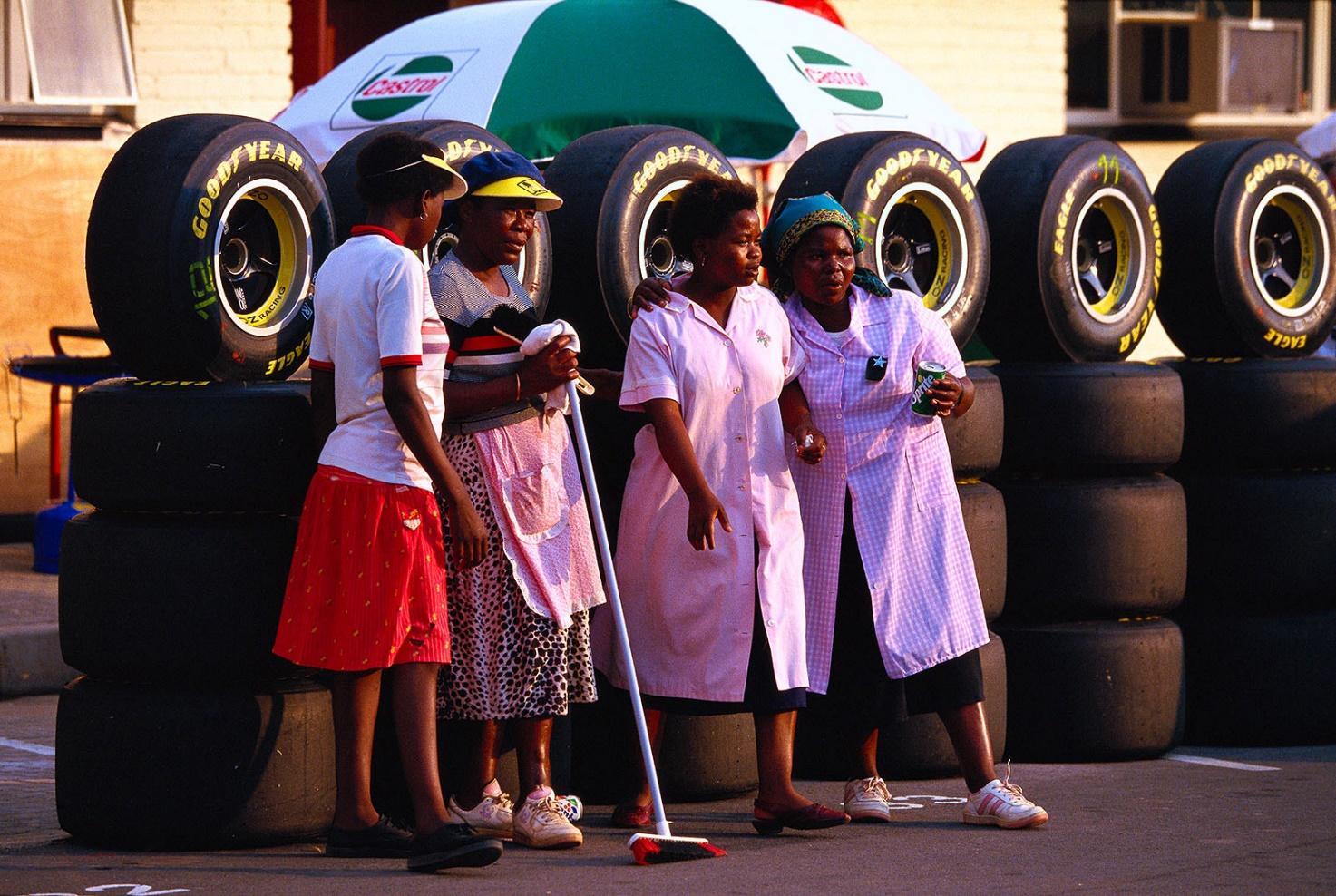 Women and tyres in 1993 at Kyalami.