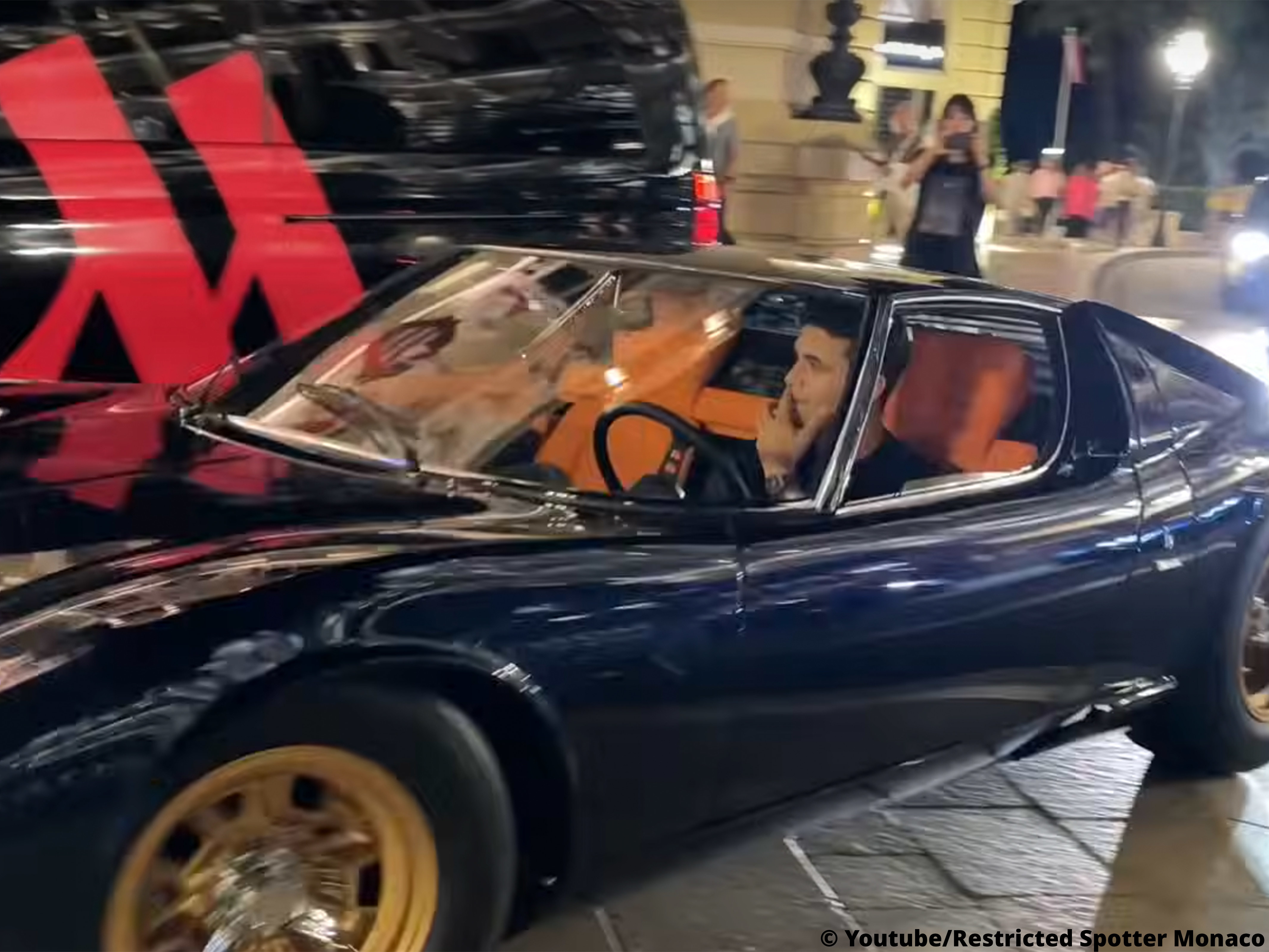 Lando Norris in his Lamborghini Miura in Monaco on 29 September 2023.