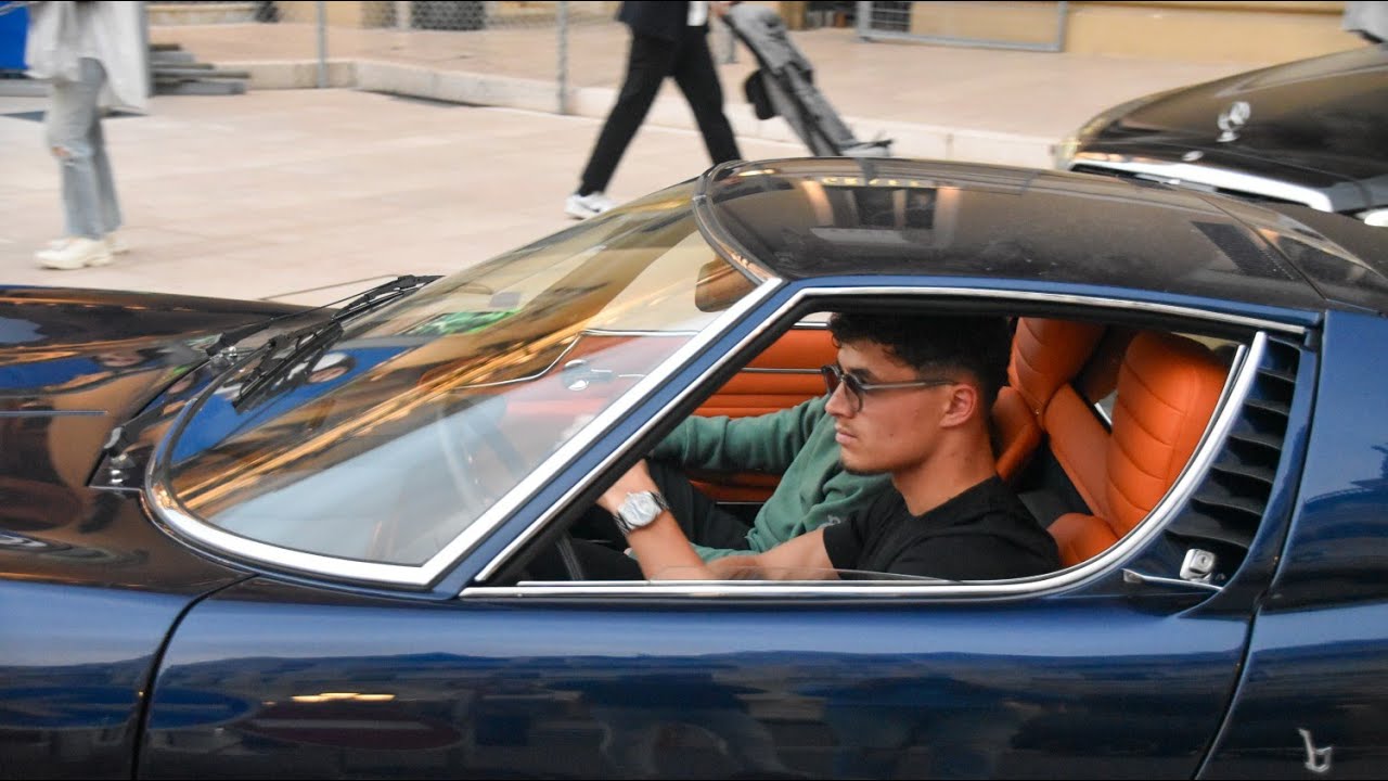 Lando Norris in his Lamborghini Miura in Monaco in 2024.