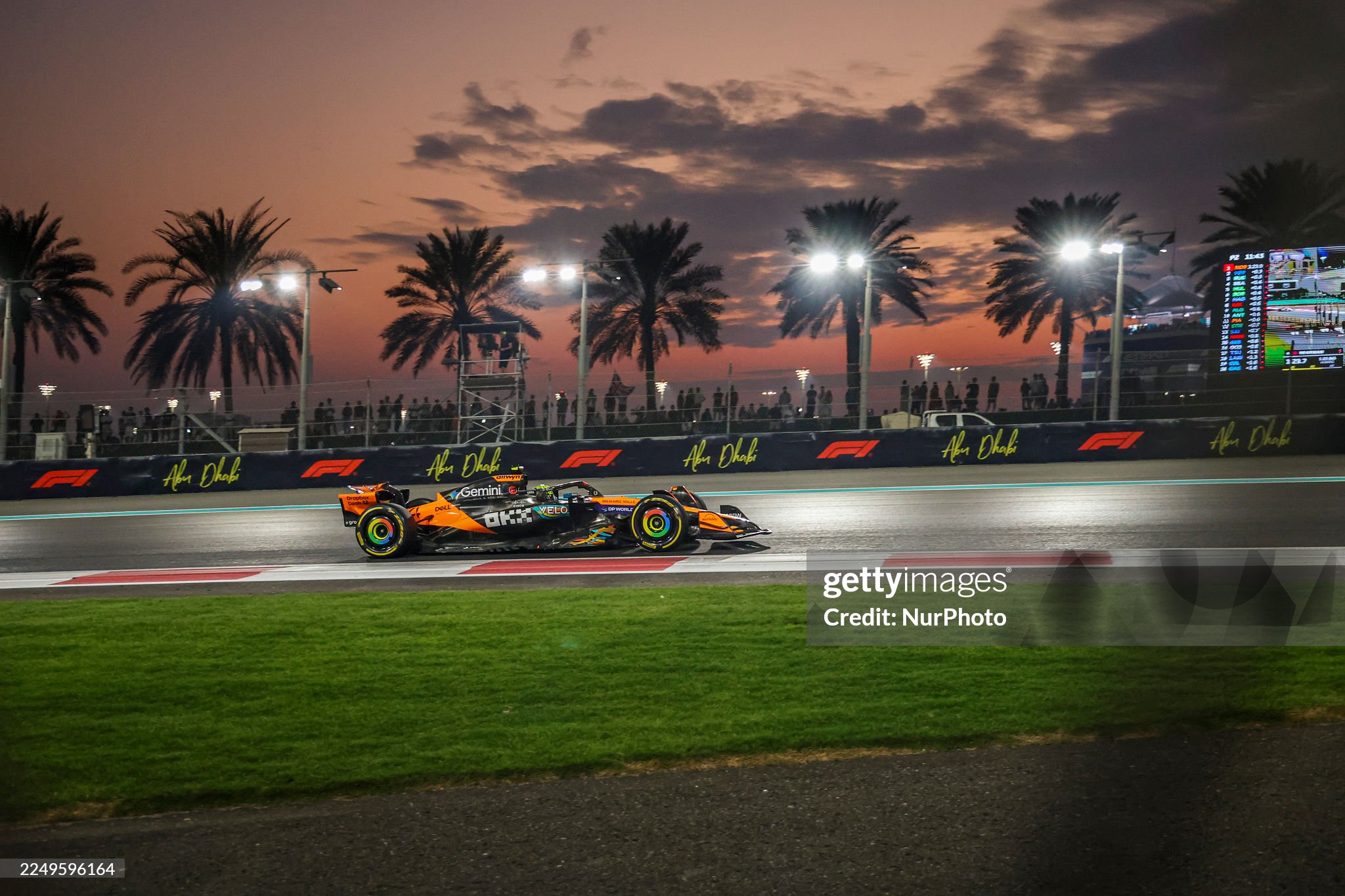 Lando Norris driving the McLaren MCL39 on track during the free practice 2 ahead of the Abu Dhabi Grand Prix at Yas Marina Circuit on 05 December 2025.