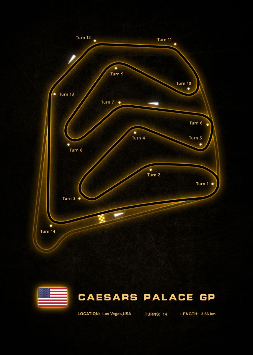 Track layout of the Caesars Palace Grand Prix.