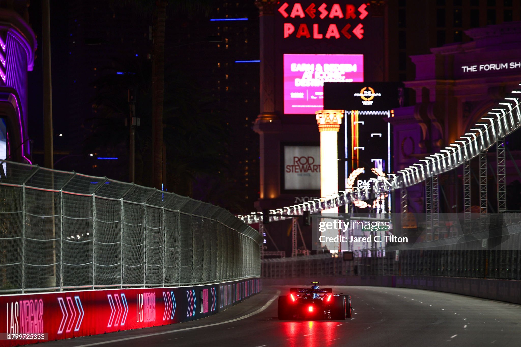 Pierre Gasly of France driving the (10) Alpine F1 A523 Renault on track during final practice ahead of the F1 Grand Prix of Las Vegas at Las Vegas Strip Circuit on November 17, 2023 in Las Vegas, Nevada. 