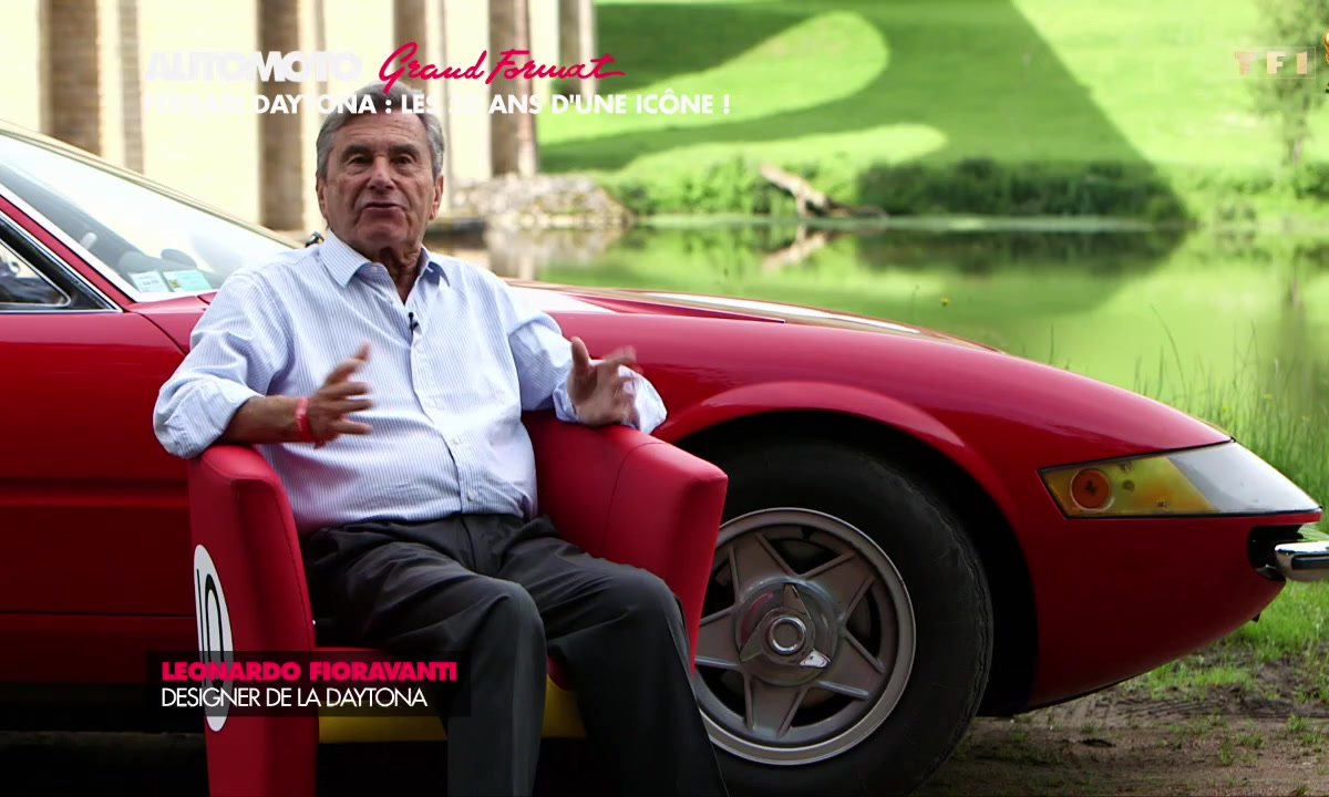 Leonardo Fioravanti and a red Ferrari Daytona.