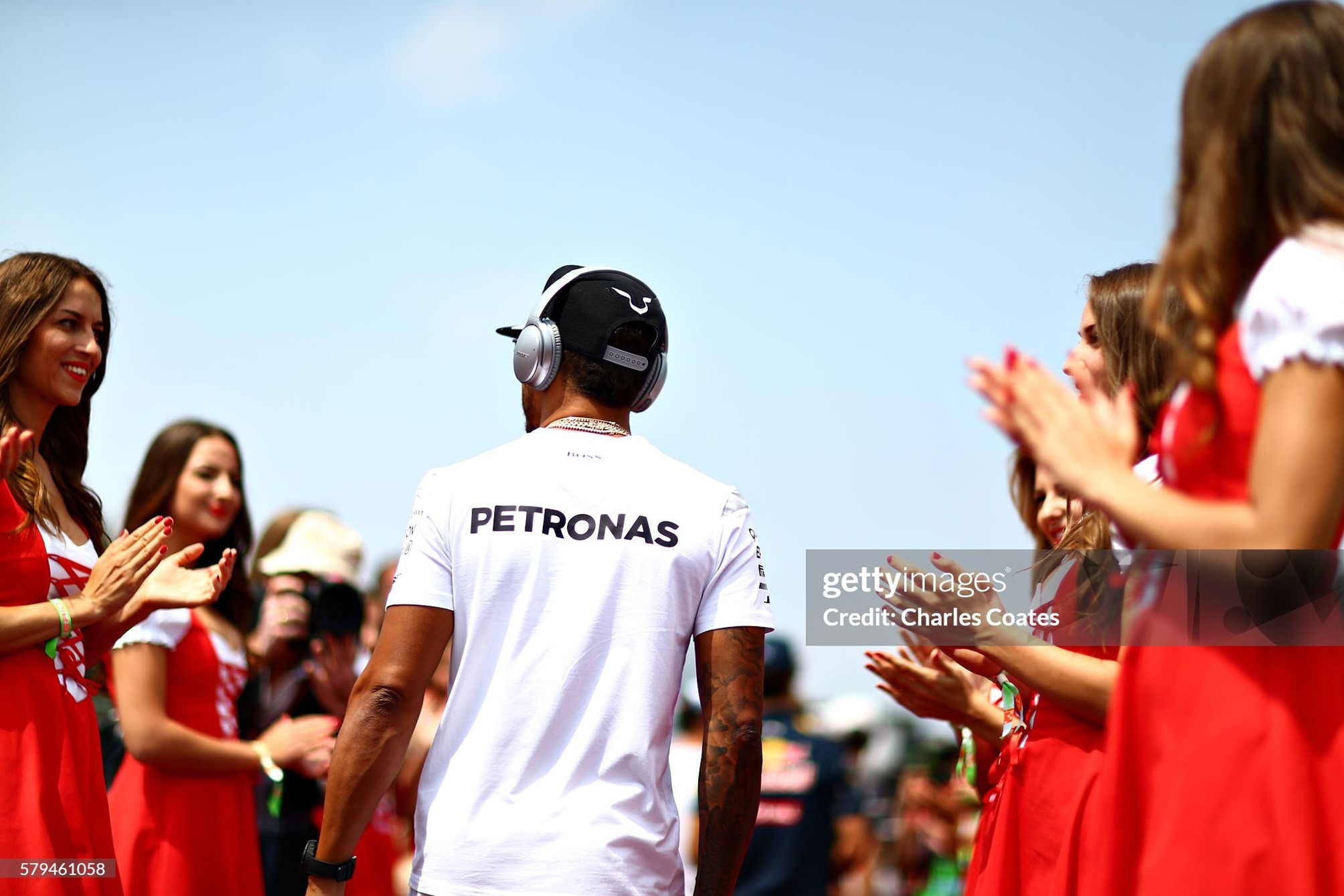 Lewis Hamilton walks to the drivers parade before the Formula One Grand Prix of Hungary at Hungaroring in Budapest, Hungary, on 24 July 2016. 